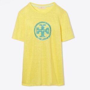 Tory Burch
Graphic Print Linen Crew Neck T-Shirt